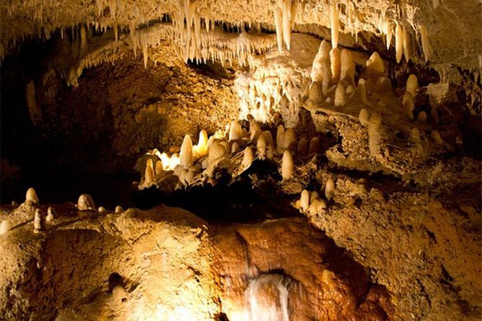 Take a tram ride through an underground cave