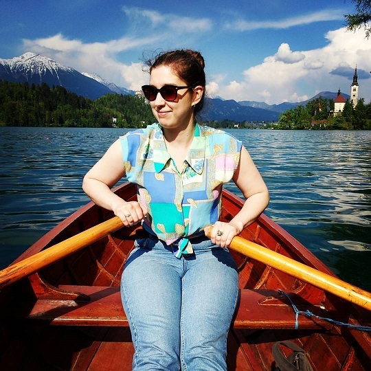Rowing a boat across Lake Bled