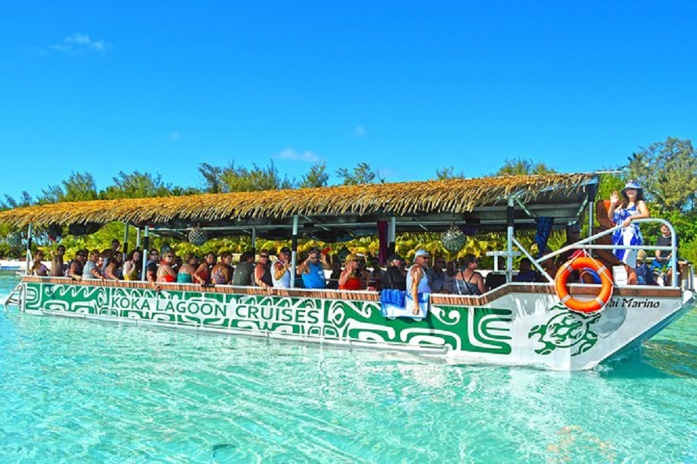 Tour a lagoon in a glass bottom boat