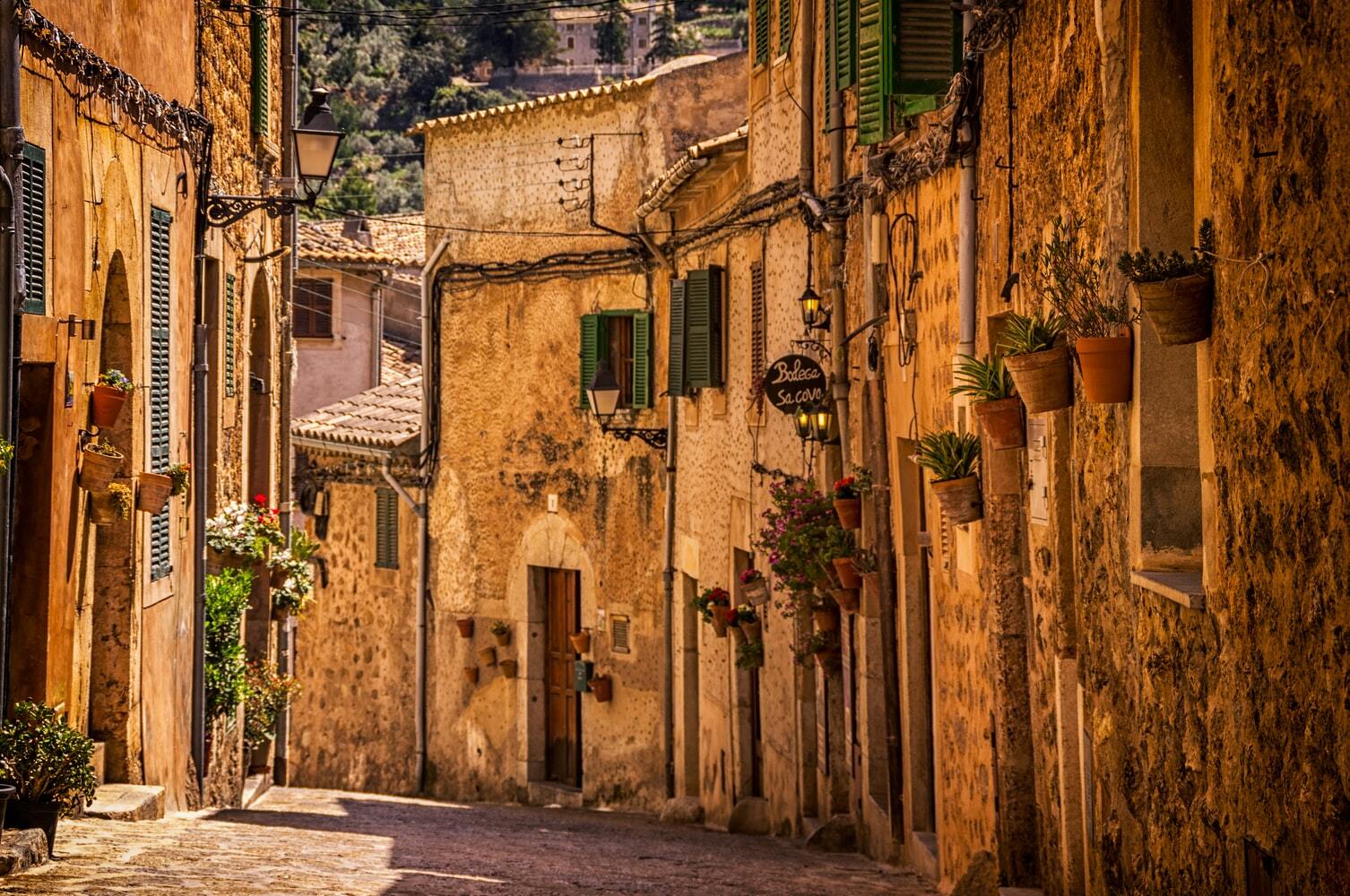 Empty city streets in Spain