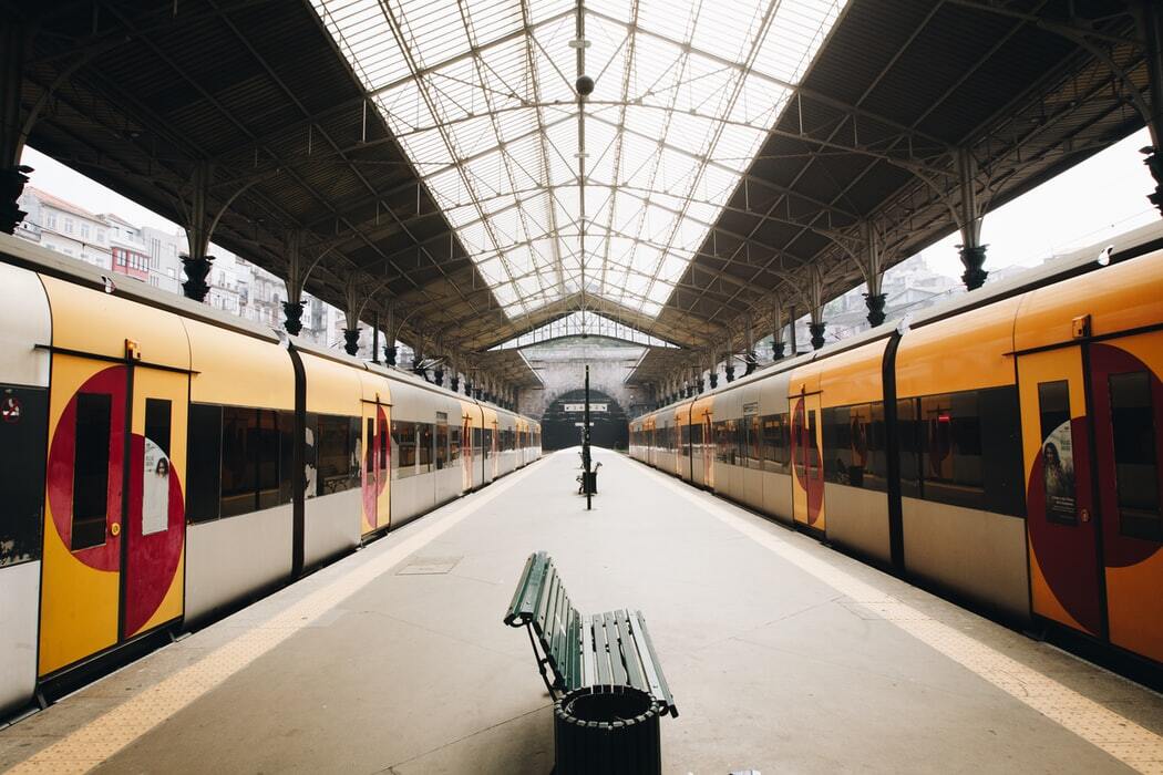Empty train station platform
